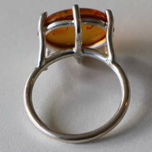 Load image into Gallery viewer, Argentium Silver Amber Ring