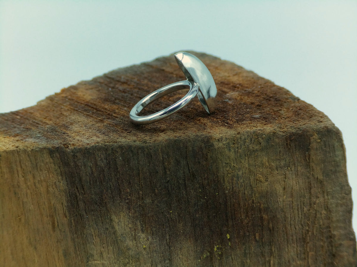 Crescent Dome Fine Silver Ring US Size 7.5