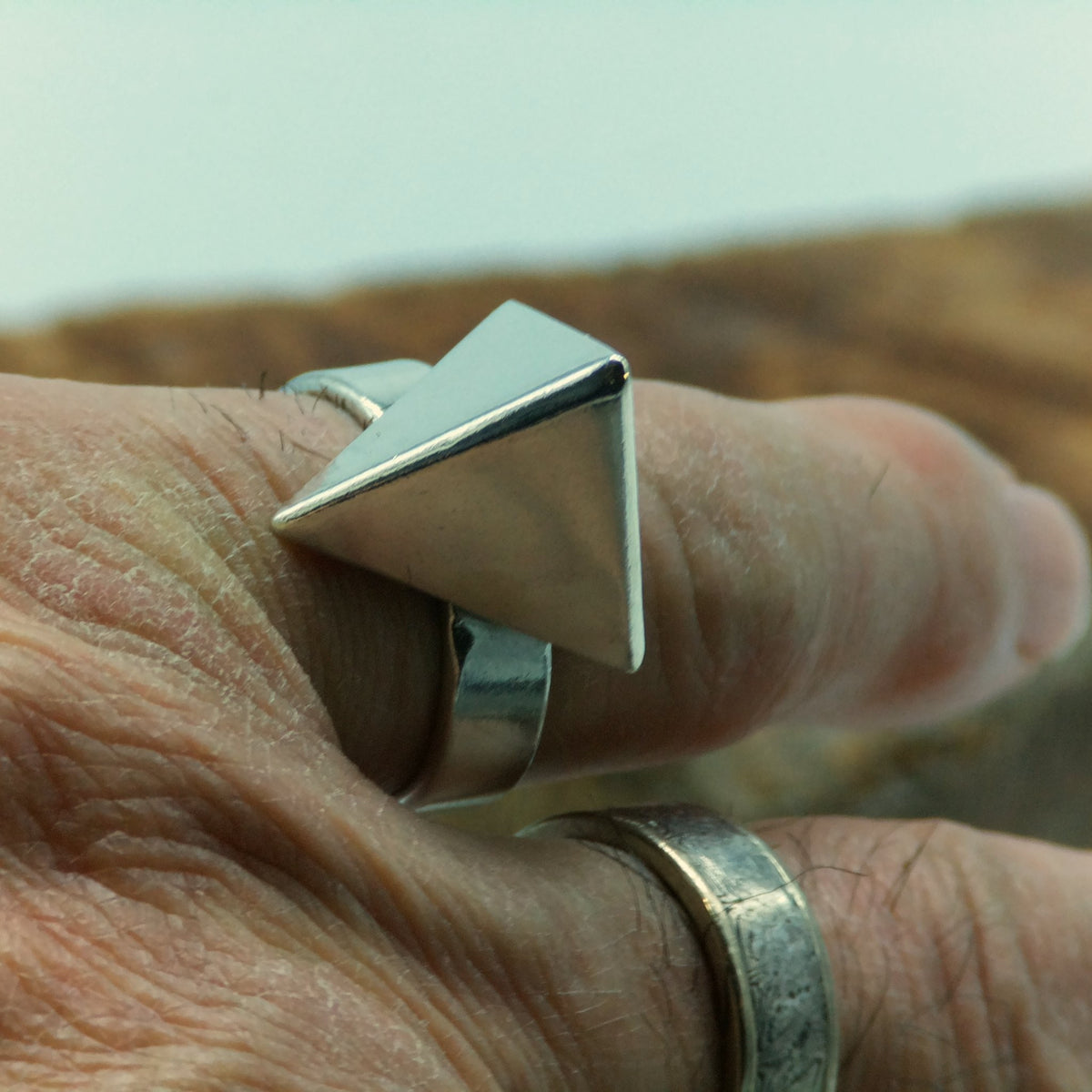 Pyramid Ring in Fine and Sterling Silver