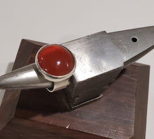 Load image into Gallery viewer, Handmade Carnelian ring. Sterling silver with a fine silver bezel. Size US 7