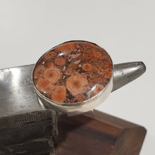 Load image into Gallery viewer, Handmade Jasper ring. Sterling silver with a fine silver bezel. Size US 7