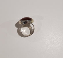 Load image into Gallery viewer, Handmade Carnelian ring. Sterling silver with a fine silver bezel. Size US 7
