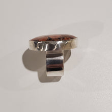 Load image into Gallery viewer, Handmade Jasper ring. Sterling silver with a fine silver bezel. Size US 7