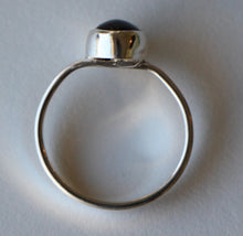Load image into Gallery viewer, Sapphire Cabochon Argentium Asymmetrical Ring