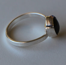 Load image into Gallery viewer, Sapphire Cabochon Argentium Asymmetrical Ring