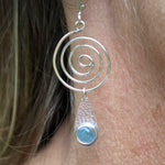 Aquamarine Spiral Hanging Stone Earrings