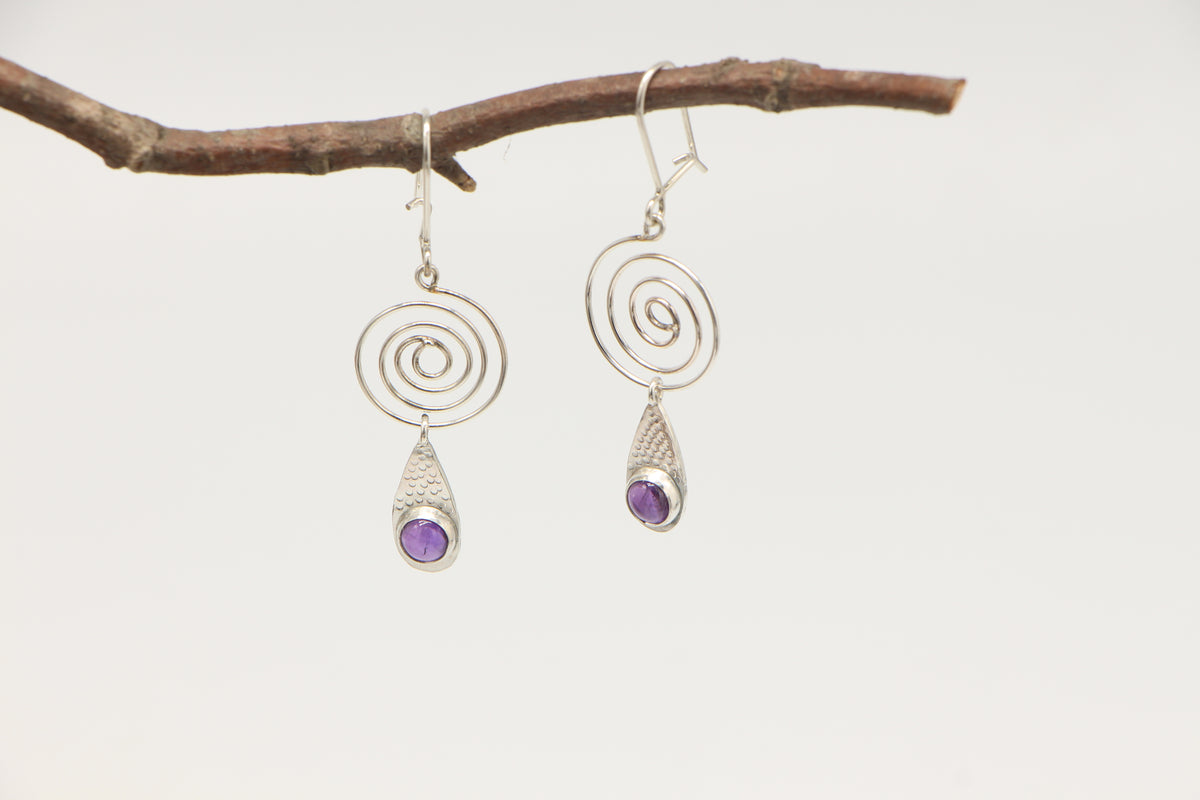 Spiral Hanging Stone Earrings