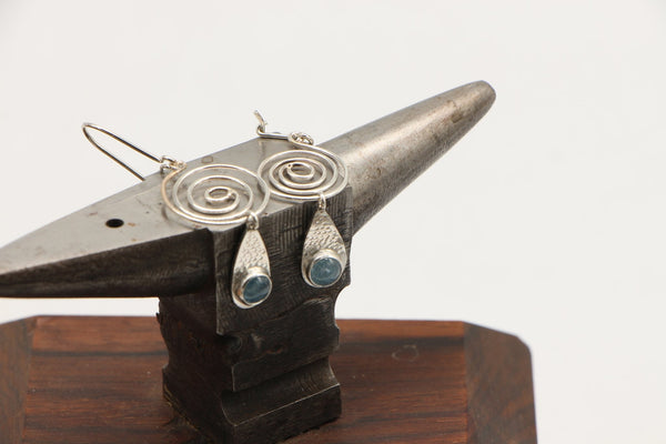 Spiral Hanging Stone Earrings