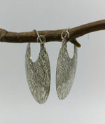 Textured Crescent Hoop Earrings in Sterling Silver