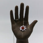 Sunburst Carnelian Flower Sterling Silver Pendant