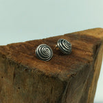 Spiraling Depths Fine Silver Stud Earrings